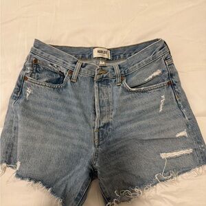 Agolde Light Blue Distressed Jean Shorts
